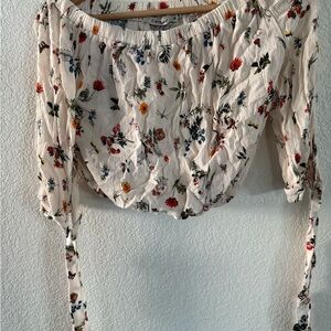Chic Floral Print Off-Shoulder Blouse